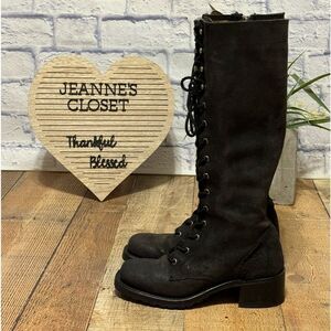 Frye Campus Lug Lace Up Suede Knee High Boots Women’s 6 Shoes